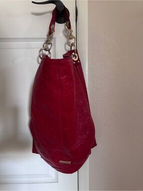 Red Leather Hobo Bag with Gold Hardware